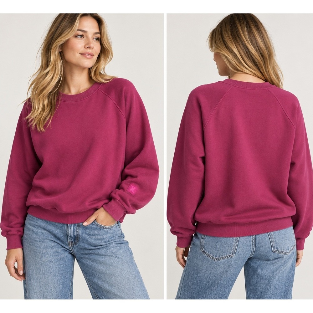 Savage X Fenty Womens Berry Pink Raglan Sleeve Crewneck Sweatshirt Size Large
